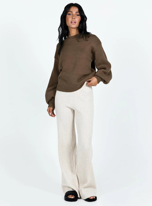 Balloon sleeve knit sweater
